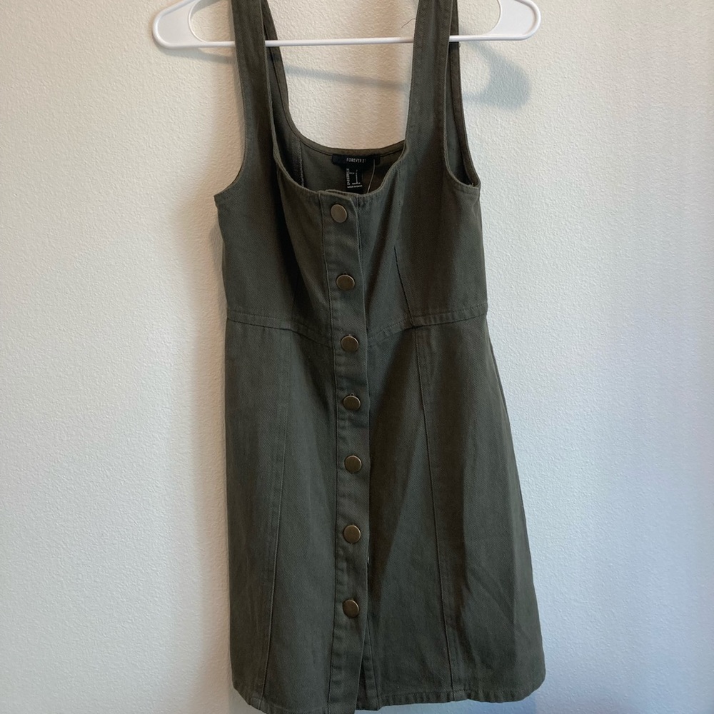 Dark Green Button Up Dress